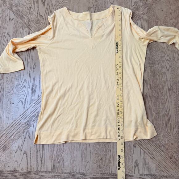 L.L. Bean Women's Pima Cotton Tunic Three-Quarter-Sleeve Splitneck Yellow Medium - Picture 7 of 8
